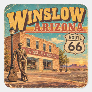 Route 66 Winslow Arizona Vintage Hoofdstraat Vierkante Sticker