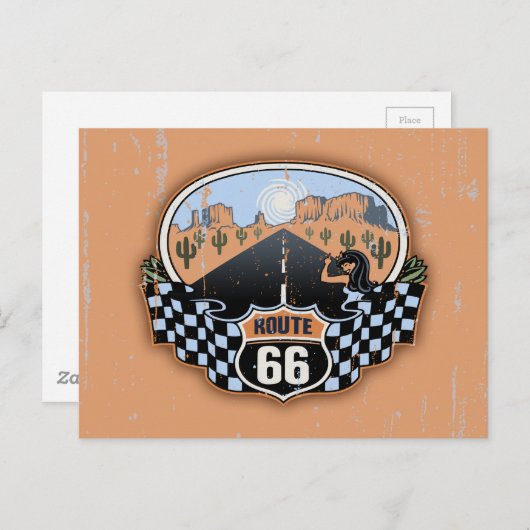 Route 66 woestijn briefkaart (Voorkant / Achterkant)
