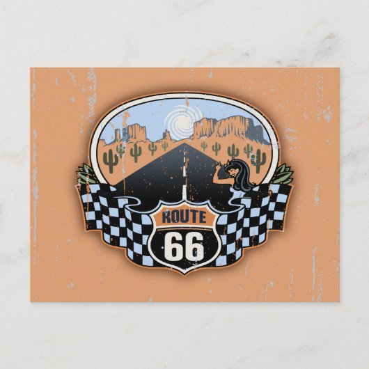 Route 66 woestijn briefkaart (Voorkant)