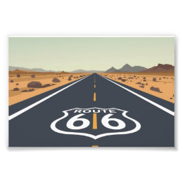 Route 66 Woestijnweg Vintage Reis Kunst Foto Afdruk