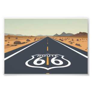 Route 66 Woestijnweg Vintage Reis Kunst Foto Afdruk