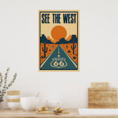 Route 66 Zie Het Westen Litho Poster (Keuken)