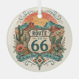 Route 66 Zuidwest Zonsopgang Aandenken Kunst Glas Ornament
