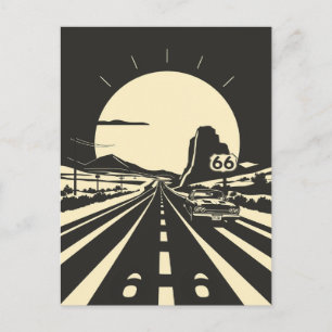 Route 66 Zwart en Wit Minimalistische Klassieker Briefkaart