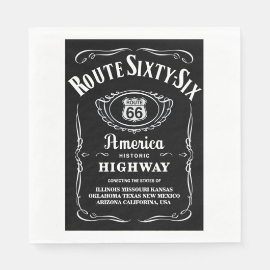 Route 66 Zwart Label Servet (Voorkant)