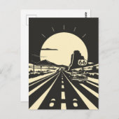Route 66 Zwart-wit minimalistische klassieker Briefkaart (Voorkant / Achterkant)