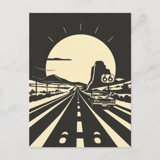 Route 66 Zwart-wit minimalistische klassieker Briefkaart (Voorkant)