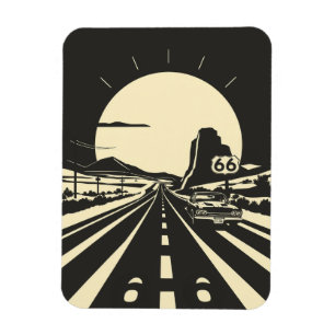 Route 66 Zwart-wit minimalistische klassieker Magneet