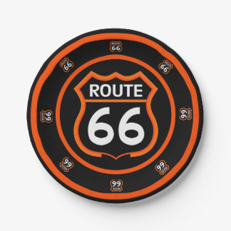 Route 66 Zwarte en Oranje Papieren Borden Bordje