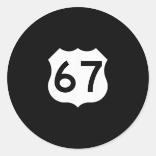 Route 67 Bord Meme Zes Zeven 1  Ronde Sticker