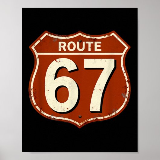 Route 67 Grappig Retro Snelweg Meme Design Poster (Voorkant)