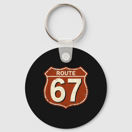 Route 67 Grappige Retro Snelweg Meme Design  Sleutelhanger (Voorkant)