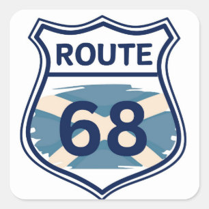 Route 68 Schots Saltire Vlag Schild Vorm Vierkante Sticker