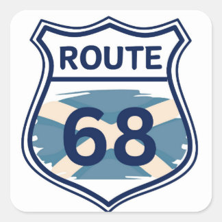 Route 68 Schots Saltire Vlag Schild Vorm Vierkante Sticker