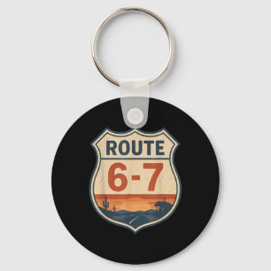 Route 6-7 Meme Grappig Retro Vintage Snelweg Bord Sleutelhanger