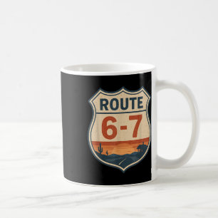 Route 6-7 Meme Grappig Retro Vintage Snelwegbord 6 Koffiemok