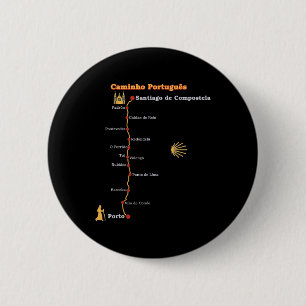 Route Caminho Português De Santiago Etappes Camino Ronde Button 5,7 Cm