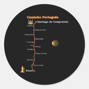 Route Caminho Português De Santiago Etappes Camino Ronde Sticker