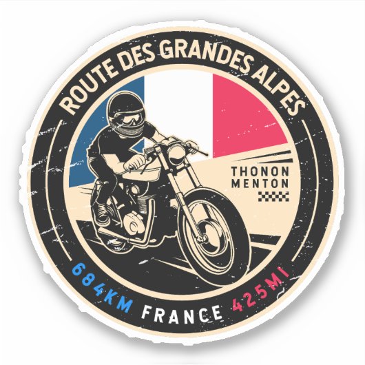 Route des Grandes Alpes Frankrijk | | Motorfiets Sticker (Voorkant)