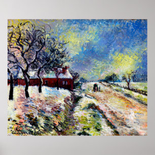 Route Enneigée avec maison, environs d'Éragny 1885 Poster