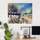 Route Enneigée avec maison, environs d'Éragny 1885 Poster (Thuiskantoor)