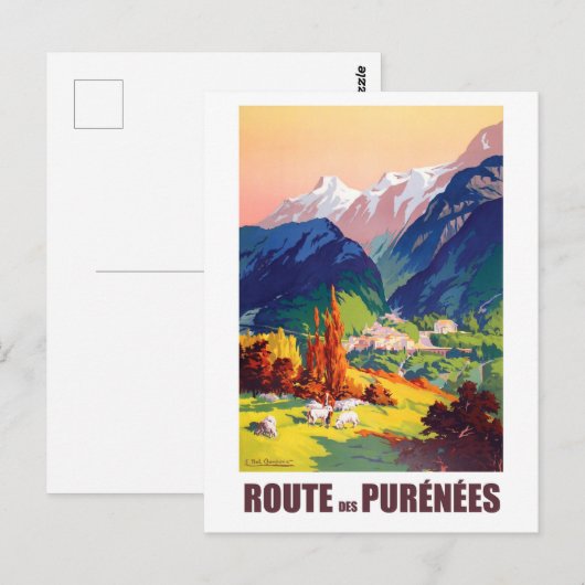 Route in Pyrenees, Frankrijk Briefkaart (Voorkant / Achterkant)