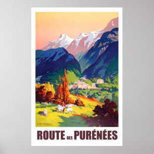 Route in Pyrenees, Frankrijk Poster