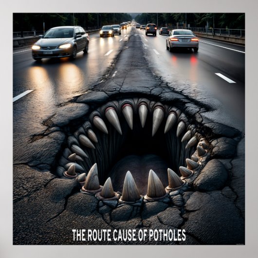 Route Oorzaak van Potholes Poster (Voorkant)