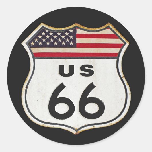 Route US 66 Ronde Sticker (Voorkant)