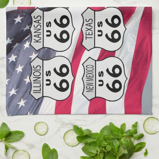 Route US 66 States Theedoek (Gevouwen)
