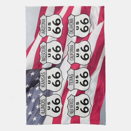 Route US 66 States Theedoek (Verticaal)
