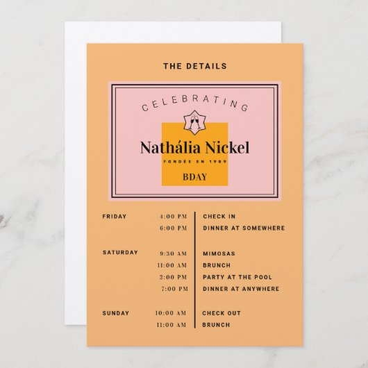 Routebeschrijving Champagne Toast Kaart (Voorkant / Achterkant)