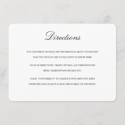 Routebeschrijving Kaart met Kaart in Zwart & Wit (Voorkant)