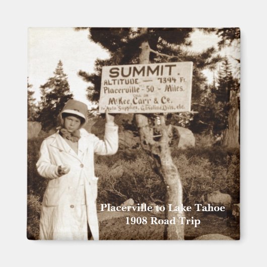 Routebeschrijving Placerville naar Lake Tahoe 1908 Magneet (Voorkant)