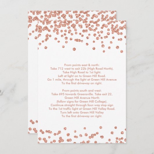Routebeschrijving Roos Gold Glitter Confetti Kaart (Voorkant / Achterkant)