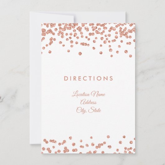 Routebeschrijving Roos Gold Glitter Confetti Kaart (Achterkant)