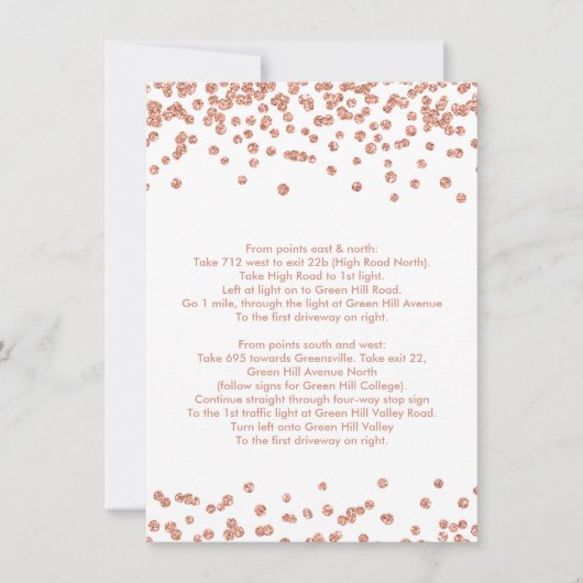 Routebeschrijving Roos Gold Glitter Confetti Kaart (Voorkant)