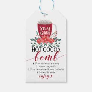 Routebeschrijving voor Hot Cocoa Bomb label kerst Cadeaulabel