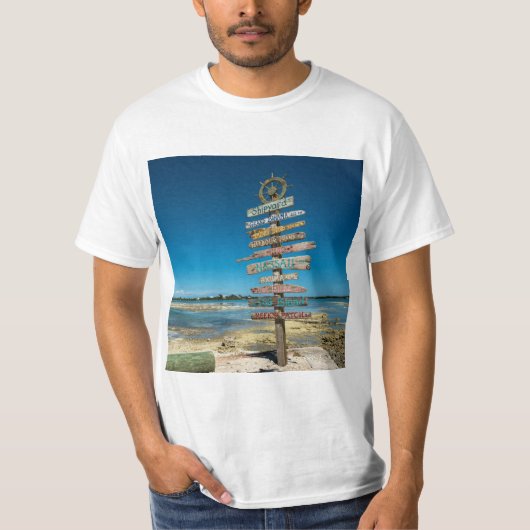 Routebord Caribische eilanden T-shirt (Voorkant)