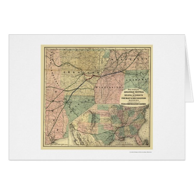 Routekaart 1872 voor Texas & Noordoost Railroad (Voorkant Horizontaal)