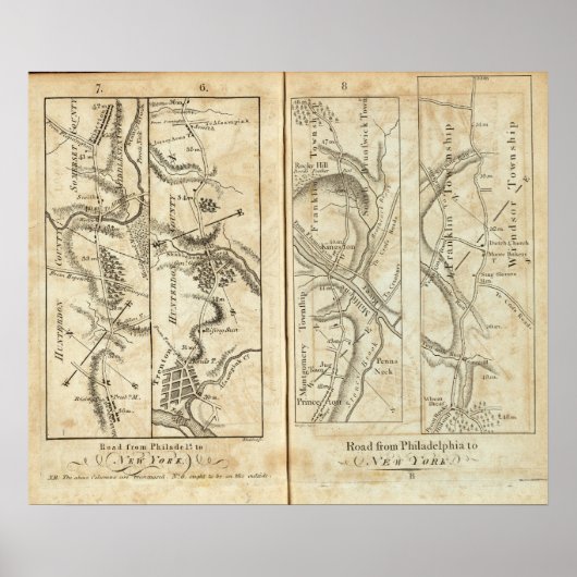 Routekaart 2 van Philadelphia naar New York Poster (Voorkant)