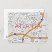 Routekaart Atlanta Peachtree Briefkaart (Voorkant / Achterkant)
