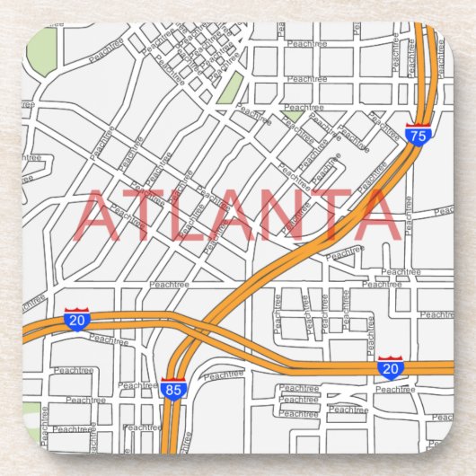 Routekaart Atlanta Peachtree Onderzetter (Voorkant)