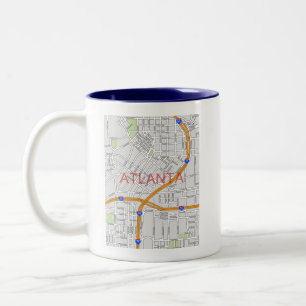 Routekaart Atlanta Peachtree Tweekleurige Koffiemok