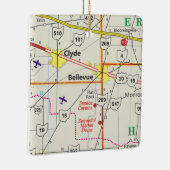 Routekaart Bellevue Ohio Keramisch Ornament (Rechts)