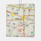 Routekaart Bellevue Ohio Keramisch Ornament (Links)