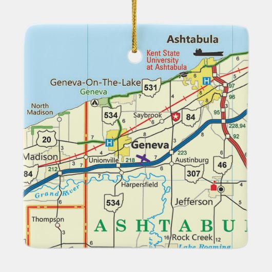  routekaart Genève Ohio Keramisch Ornament (Achterkant)