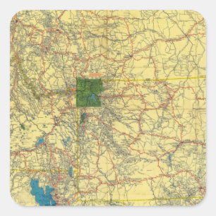 Routekaart Idaho, Mont, Wyo-kaart Vierkante Sticker