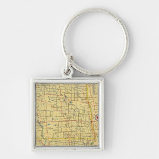 Routekaart N & S Dakota Sleutelhanger (Voorkant)