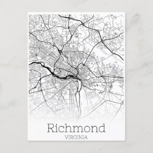 Routekaart naar Richmond Virginia City Briefkaart